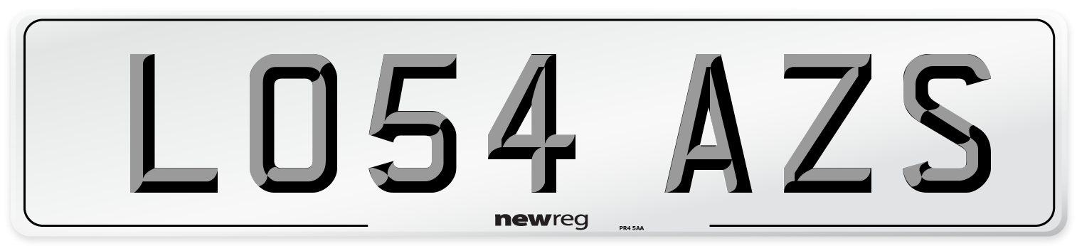 LO54 AZS Number Plate from New Reg